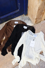 ISA LS LACE BLOUSE - CREME LINES