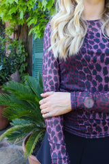 MESH LS TSHIRT - BORDEAUX LUX LEO