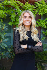 MESH LS TSHIRT - BLACK FLOCK LEO