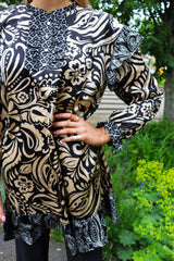 TIA-LS-FRILL DRESS - BLACK