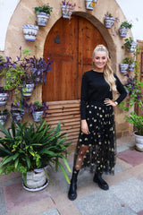 TULLE HEART SKIRT - BLACK GOLD HEART