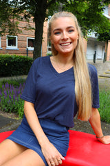 ULLA-SS-VNECK-TSHIRT - NAVY