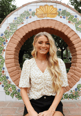 OPAL-SS-BLOUSE - CREME YELLOW FLOWER