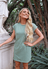 ULLA-TSHIRT-DRESS - DUSTY LIGHT ARMY