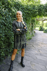 NELLIE-LS-DRESS - ARMY BLACK