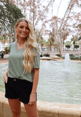 ULLA-SS-VNECK-TSHIRT - DUSTY LIGHT ARMY