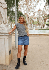 ULLA-STRIPE-TSHIRT - BLACK WHITE STRIPE