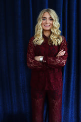 LACY LS SHIRT - BORDEAUX LACE