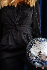 TIKI LS TWIST BLOUSE - BLACK DIAMOND