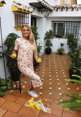 ALMA-TSHIRT-DRESS - CREAMY PEACH FLOWER