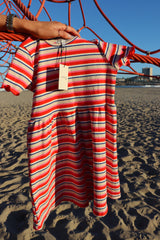 NATALIA-SS-DRESS-KIDS - CREME ORANGE BLUE STRIPE