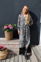 MAG-LS-VNECK-DRESS - GRAY LUREX LEO