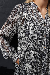 MAG-LS-VNECK-DRESS - GRAY LUREX LEO