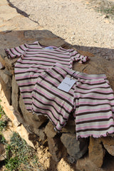 NATALIA-SS-BLOUSE-KIDS - BROWN ROSE CREME STRIPE
