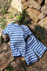 NATALIA-SS-BLOUSE-KIDS - BLUE WHITE ROSE STRIPE