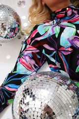 LULU PANTS - COLORFUL BLACK FLOWER