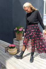 TULLE HEART SKIRT - BLACK PINK HEART
