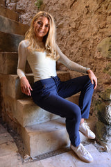 MESH LS SPARKLE TSHIRT - CREME DIAMOND DOT