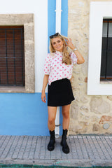 IANNA-SS-BLOUSE - CHECK BOW