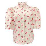 IANNA-SS-BLOUSE - CHECK BOW