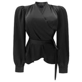 KIKI-LS-WRAP-BLOUSE - BLACK