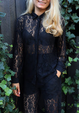 LACY LS SHIRT - BLACK LACE