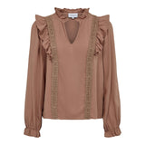LAURA LS BLOUSE - NOUGAT BROWN