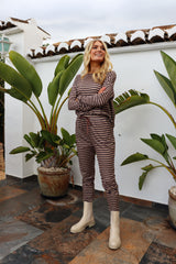 ALMA-LS-TOP - BROWN STRIPE