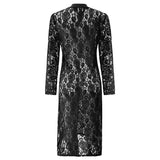 LACY LS LONG DRESS - BLACK LACE