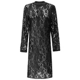 LACY LS LONG DRESS - BLACK LACE