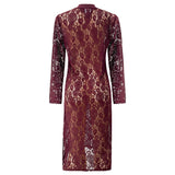LACY LS LONG DRESS - BORDEAUX LACE