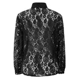 LACY LS SHIRT - BLACK LACE