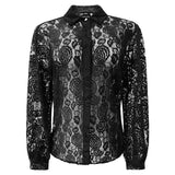 LACY LS SHIRT - BLACK LACE