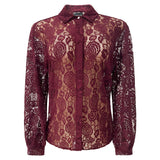 LACY LS SHIRT - BORDEAUX LACE