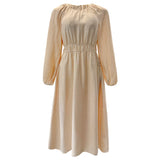 LIV-LS-LONG-DRESS - CASHEW CREME