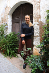 ALMA-WIDE PANTS - BROWN BLACK HEART