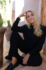 NEO PANTS - BLACK PINSTRIPE