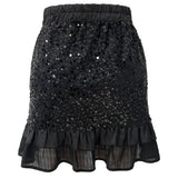 NOR FRILL SKIRT - BLACK SEQUINS