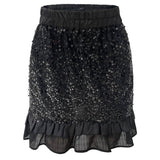 NOR FRILL SKIRT - BLACK SEQUINS