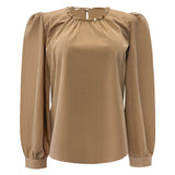 PEN-PEARL-BLOUSE - LIGHT BROWN