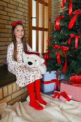 ALMA-LS-BABYDOLL-DRESS (KIDS) - RED BOW CREME