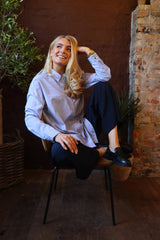 SARA LS SHIRT - BLUE DIAMOND STRIPE