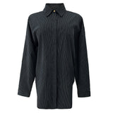 SARA LS SHIRT - BLACK WHITE PINSTRIPE