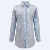 SARA LS SHIRT - WHITE BLUE STRIPE