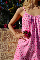 ALMA-SHORT-STRAP-DRESS - PINK WATERMELON