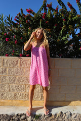 ALMA-SHORT-STRAP-DRESS - PINK WATERMELON