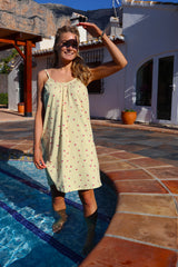 ALMA-SHORT-STRAP-DRESS - YELLOW CHERRY