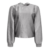 SILVIA LS TIE BLOUSE - SILVER GRAY