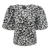 SIONA-V-NECK-BLOUSE - BLACK FLOWER
