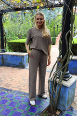 SUS-WIDE-PANTS - BROWN CREME STRIPE